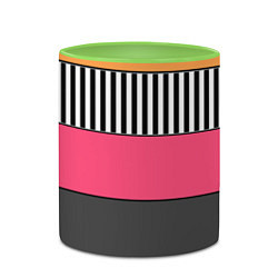 Кружка 3D Полосатый узор желтые розовые черные полосы, цвет: 3D-белый + светло-зеленый — фото 2