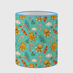 Кружка 3D Новогодний паттерн с печеньем и конфетами, цвет: 3D-небесно-голубой кант — фото 2