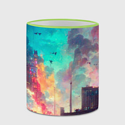 Кружка 3D Разъяренный город, цвет: 3D-светло-зеленый кант — фото 2