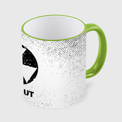 Кружка 3D Fallout с потертостями на светлом фоне, цвет: 3D-светло-зеленый кант