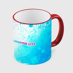 Кружка 3D Manchester City neon gradient style: надпись и сим, цвет: 3D-красный кант
