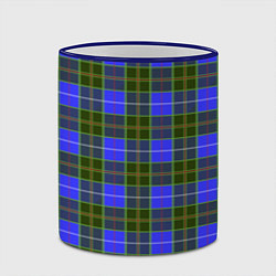 Кружка 3D Ткань Шотландка сине-зелёная, цвет: 3D-синий кант — фото 2
