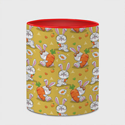 Кружка 3D Милый кролик с морковкой, цвет: 3D-белый + красный — фото 2