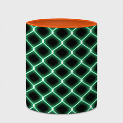 Кружка 3D Зелёная неоновая сетка, цвет: 3D-белый + оранжевый — фото 2