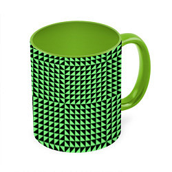 Кружка 3D Чёрно-зелёная оптическая иллюзия, цвет: 3D-белый + светло-зеленый