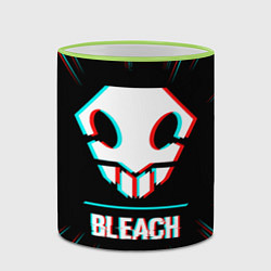 Кружка 3D Символ Bleach в стиле glitch на темном фоне, цвет: 3D-светло-зеленый кант — фото 2