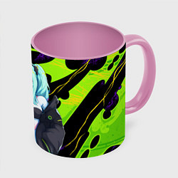 Кружка 3D Ребекка - органический зеленый, цвет: 3D-белый + розовый