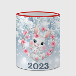 Кружка 3D Зайка в венке 2023, цвет: 3D-красный кант — фото 2