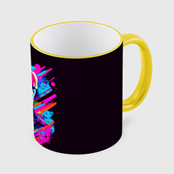Кружка 3D Jason Statham - pop art, цвет: 3D-желтый кант