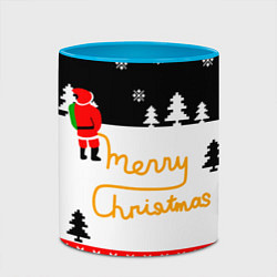 Кружка 3D Merry christmas - Санта Клаус, цвет: 3D-белый + небесно-голубой — фото 2