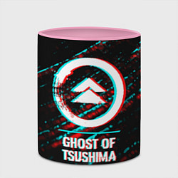 Кружка 3D Ghost of Tsushima в стиле glitch и баги графики на, цвет: 3D-белый + розовый — фото 2
