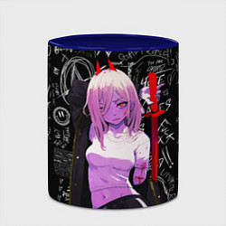 Кружка 3D Да это же Пауэр - Человек бензопила, цвет: 3D-белый + синий — фото 2