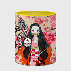 Кружка 3D Незуко Камадо под сакурой, цвет: 3D-белый + желтый — фото 2