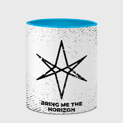 Кружка 3D Bring Me the Horizon с потертостями на светлом фон, цвет: 3D-белый + небесно-голубой — фото 2