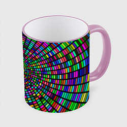 Кружка 3D Цветная спираль - оптическая иллюзия, цвет: 3D-розовый кант