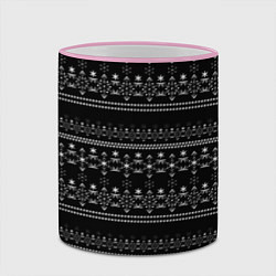 Кружка 3D Черно-белый зимний орнамент Scandinavian winter, цвет: 3D-розовый кант — фото 2