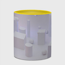 Кружка 3D Светлые геометрические шары и кубы, цвет: 3D-белый + желтый — фото 2
