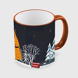 Кружка 3D Заяц и морковка, цвет: 3D-оранжевый кант