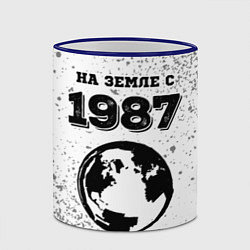 Кружка 3D На Земле с 1987: краска на светлом, цвет: 3D-синий кант — фото 2