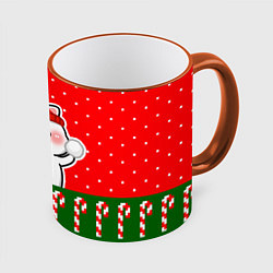 Кружка 3D Белый котик - играет в снежки, цвет: 3D-оранжевый кант