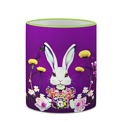 Кружка 3D Кролик с одуванчиками, цвет: 3D-светло-зеленый кант — фото 2