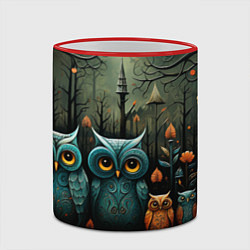 Кружка 3D Совы в стиле Folk Art, цвет: 3D-красный кант — фото 2
