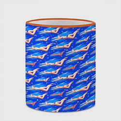 Кружка 3D Плывущие девушки на синем, цвет: 3D-оранжевый кант — фото 2