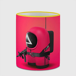 Кружка 3D Игра в кальмара амонг ас, цвет: 3D-желтый кант — фото 2