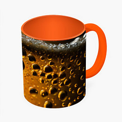 Кружка 3D Пиво пенное светлое, цвет: 3D-белый + оранжевый