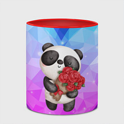 Кружка 3D Панда с букетом цветов, цвет: 3D-белый + красный — фото 2