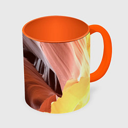 Кружка 3D Изогнутые натуральные стены цвета, цвет: 3D-белый + оранжевый