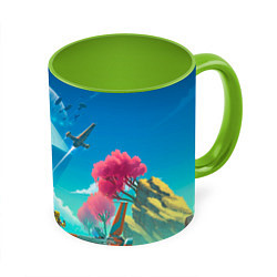 Кружка 3D No Mans Sky, цвет: 3D-белый + светло-зеленый