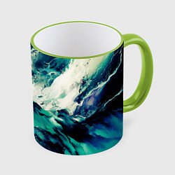 Кружка 3D Всплеск воды абстракция, цвет: 3D-светло-зеленый кант
