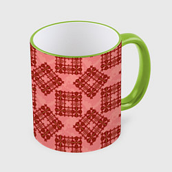 Кружка 3D Квадратный орнамент, цвет: 3D-светло-зеленый кант