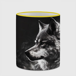 Кружка 3D Волк в белом дыму, цвет: 3D-желтый кант — фото 2