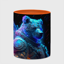 Кружка 3D Неоновый медведь воин, цвет: 3D-белый + оранжевый — фото 2