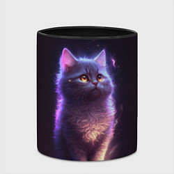 Кружка 3D Неоновый котик и луна, цвет: 3D-белый + черный — фото 2