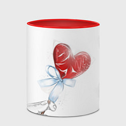 Кружка 3D Леденец сердечко, цвет: 3D-белый + красный — фото 2
