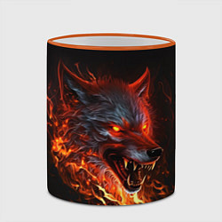Кружка 3D Огненный злой волк с красными глазами, цвет: 3D-оранжевый кант — фото 2