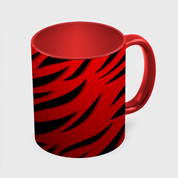 Кружка 3D Красный градиент - языки пламени, цвет: 3D-белый + красный