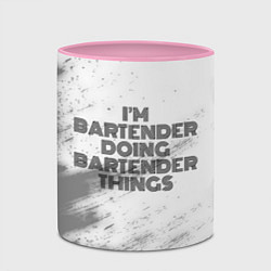 Кружка 3D I am doing bartender things, цвет: 3D-белый + розовый — фото 2