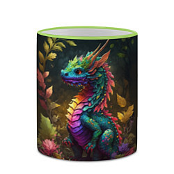 Кружка 3D Разноцветный дракончик в лесу, цвет: 3D-светло-зеленый кант — фото 2