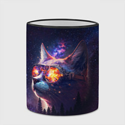 Кружка 3D Кот в очках в космосе, цвет: 3D-черный кант — фото 2