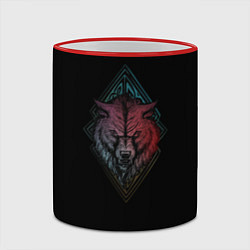 Кружка 3D Неоновый разноцветный волк, цвет: 3D-красный кант — фото 2