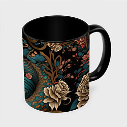 Кружка 3D Японский змей Irezumi, цвет: 3D-белый + черный