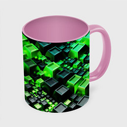 Кружка 3D Броня крипера из майнкрафт, цвет: 3D-белый + розовый