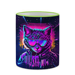 Кружка 3D Котик в неоне, цвет: 3D-светло-зеленый кант — фото 2