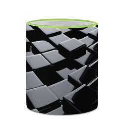 Кружка 3D Карбоновые грани черные, цвет: 3D-светло-зеленый кант — фото 2