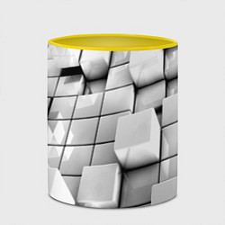 Кружка 3D Кубы серые выпуклые, цвет: 3D-белый + желтый — фото 2