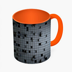 Кружка 3D Digital pixel black, цвет: 3D-белый + оранжевый